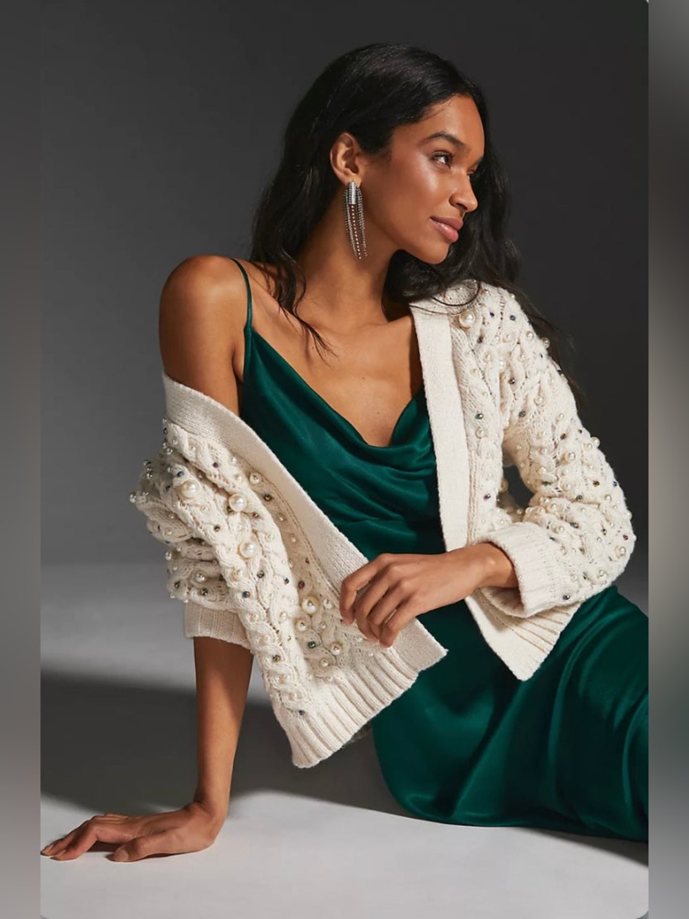 Anthropologie Embellished Cable-Knit Cardigan Sweater - Picture 13 of 13